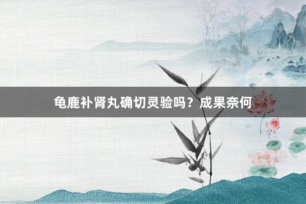 龟鹿补肾丸确切灵验吗？成果奈何